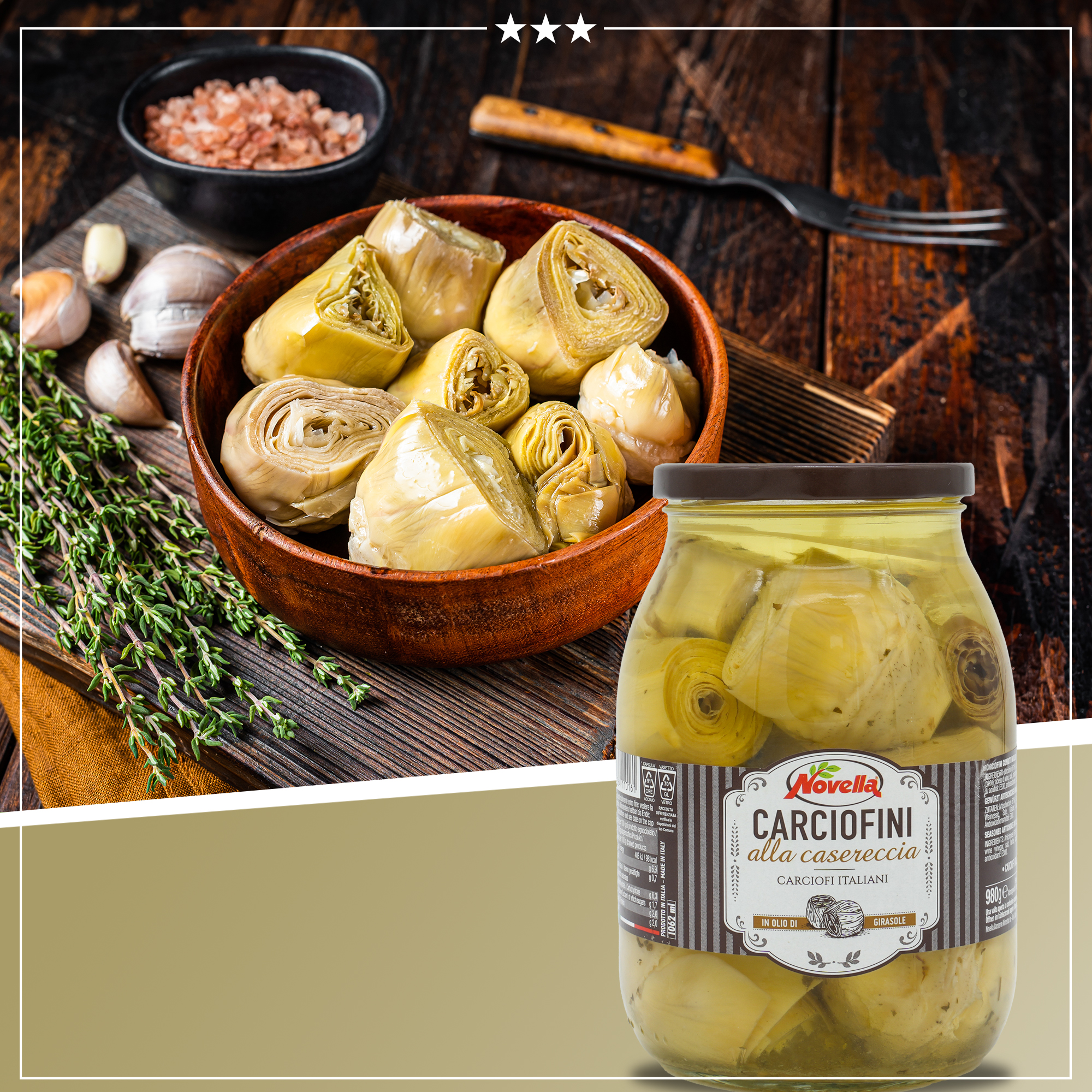 Hausgemachte Artischockenherzen | Novella | Carciofini | in Sonnenblumenöl | 600g aus Italien Hausgemachte Artischockenherzen | Novella | Carciofini | in Sonnenblumenöl | 600g aus Italien