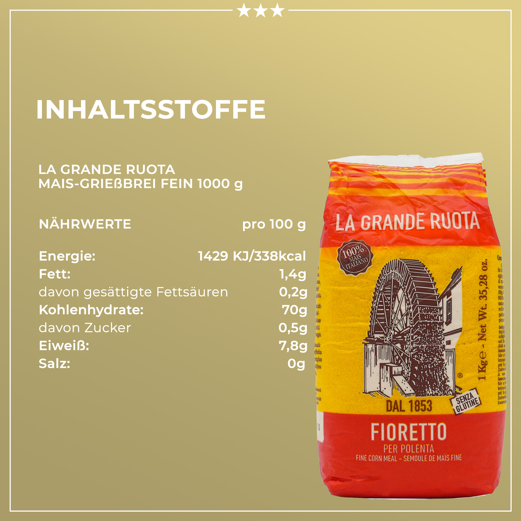 Maismehl aus 100% italienischem Mais | Mehl | La Grande Ruota | 1000g | aus Italien | Mehl Maismehl aus 100% italienischem Mais | Mehl | La Grande Ruota | 1000g | aus Italien | Mehl