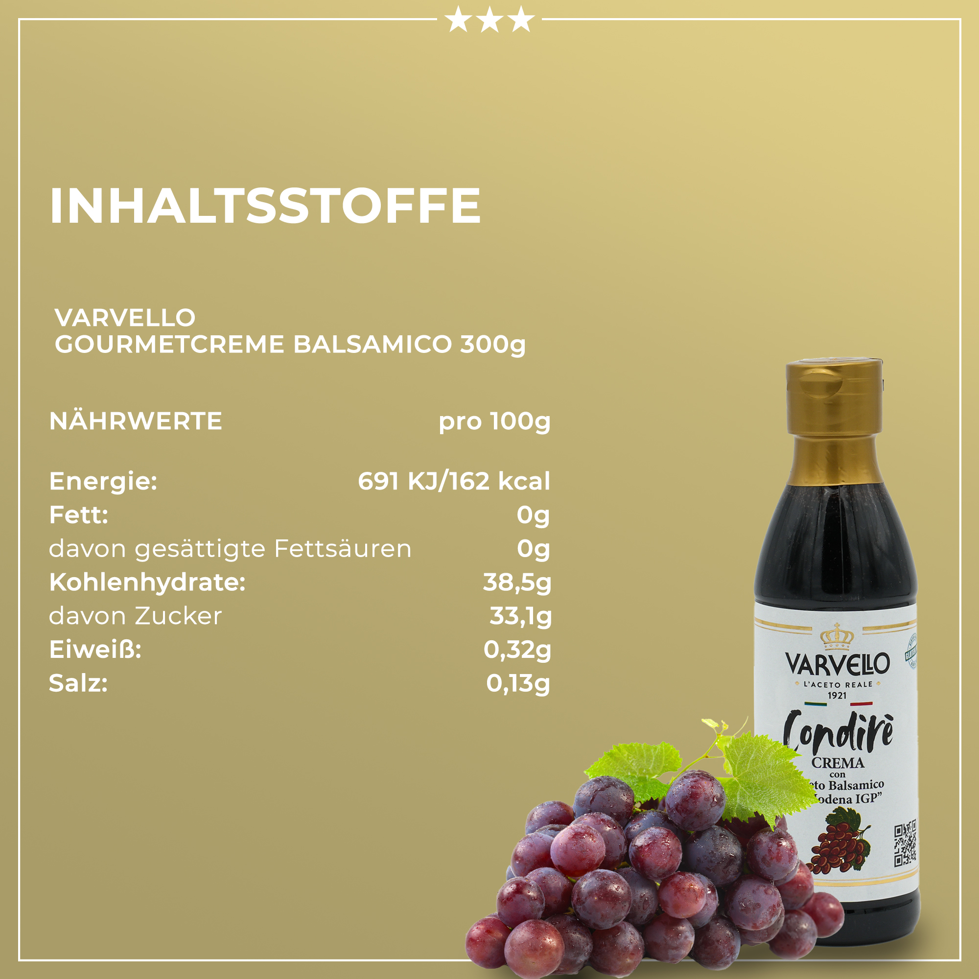 Balsamico Creme | Varvello | 250ml | Crema con Aceto Balsamico di Moderna IGP
