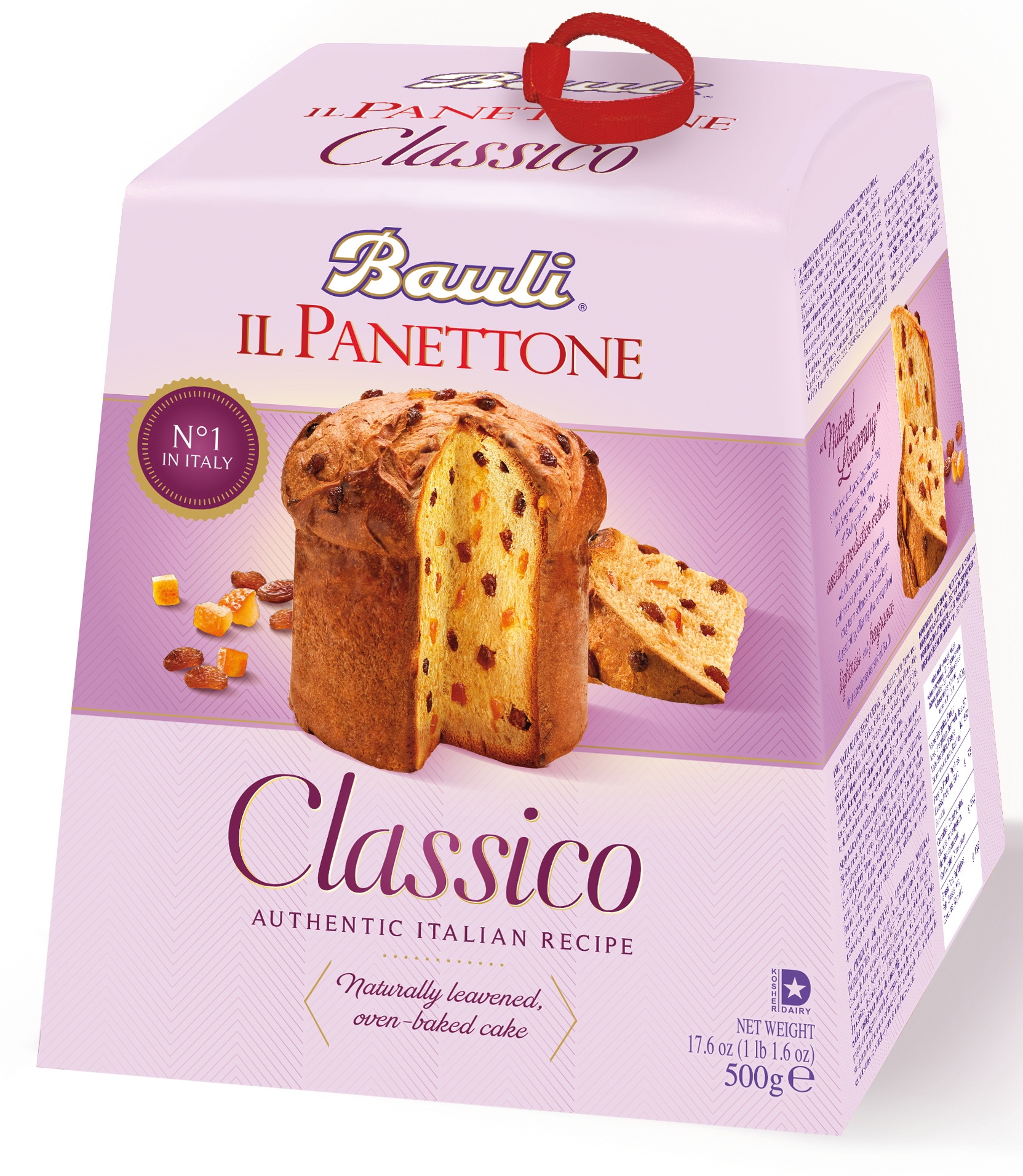 IL Panettone Classico | Italienischer Hefekuchen mit Rosinen | Bauli | 500g | aus Italien | Gebäck