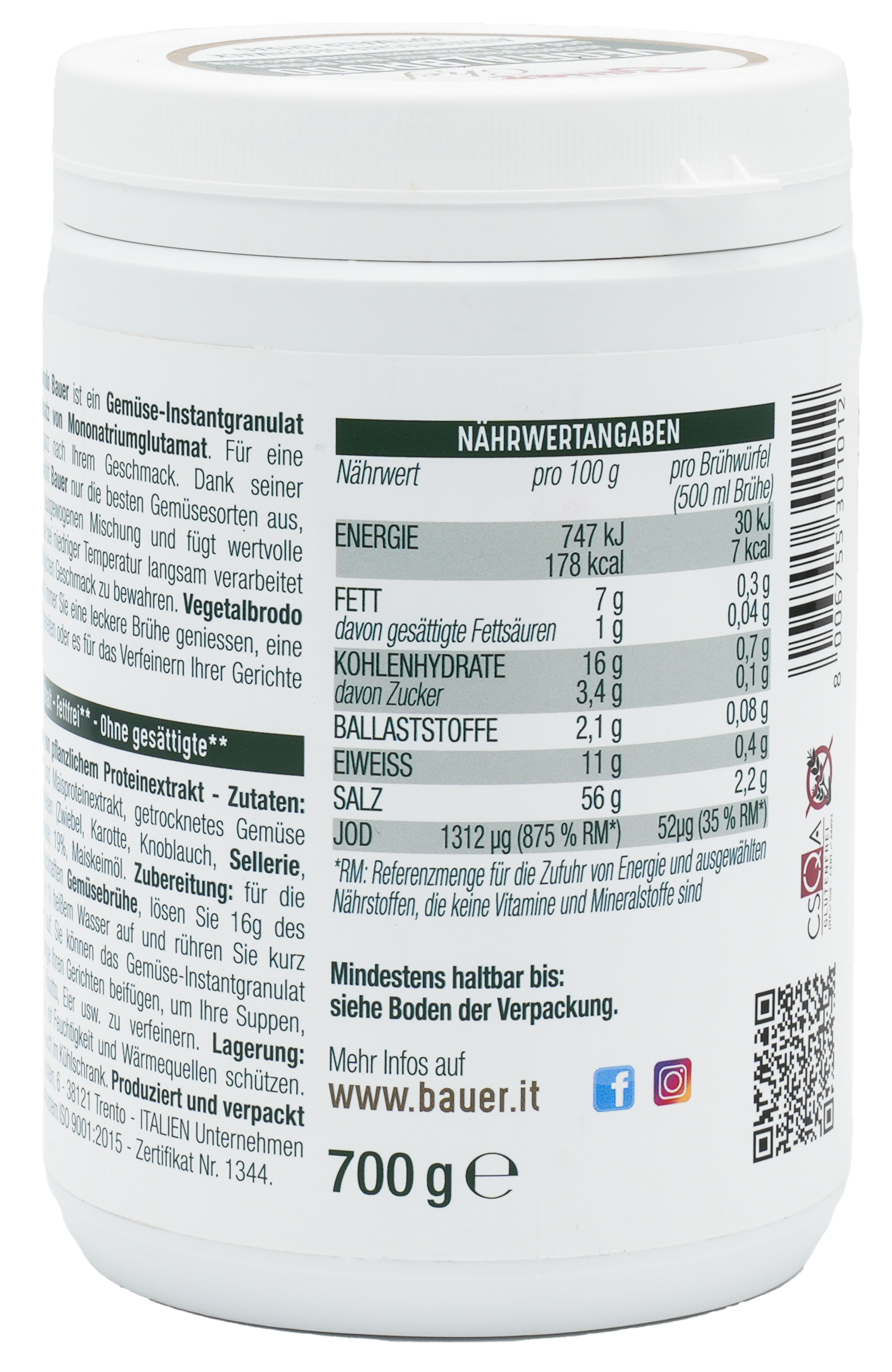 Vegetalbrodo | Gemüse Instant-Granulat | Für Brühen und zum Verfeinern von Gerichten | Bauer | Aus pflanzlichem Proteinextrakt Vegetalbrodo | Gemüse Instant-Granulat | Für Brühen und zum Verfeinern von Gerichten | Bauer | Aus pflanzlichem Proteinextrakt