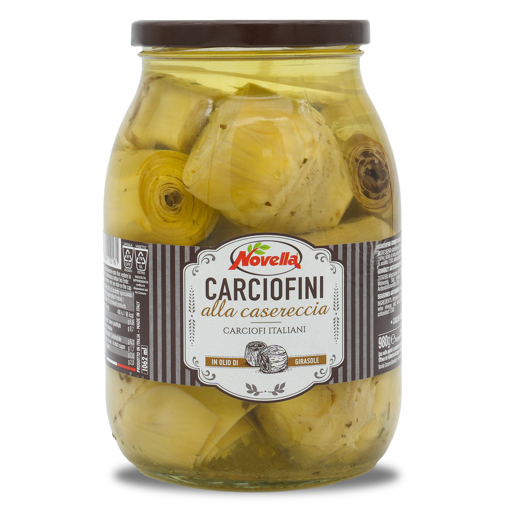 Hausgemachte Artischockenherzen | Novella | Carciofini | in Sonnenblumenöl | 600g aus Italien Hausgemachte Artischockenherzen | Novella | Carciofini | in Sonnenblumenöl | 600g aus Italien