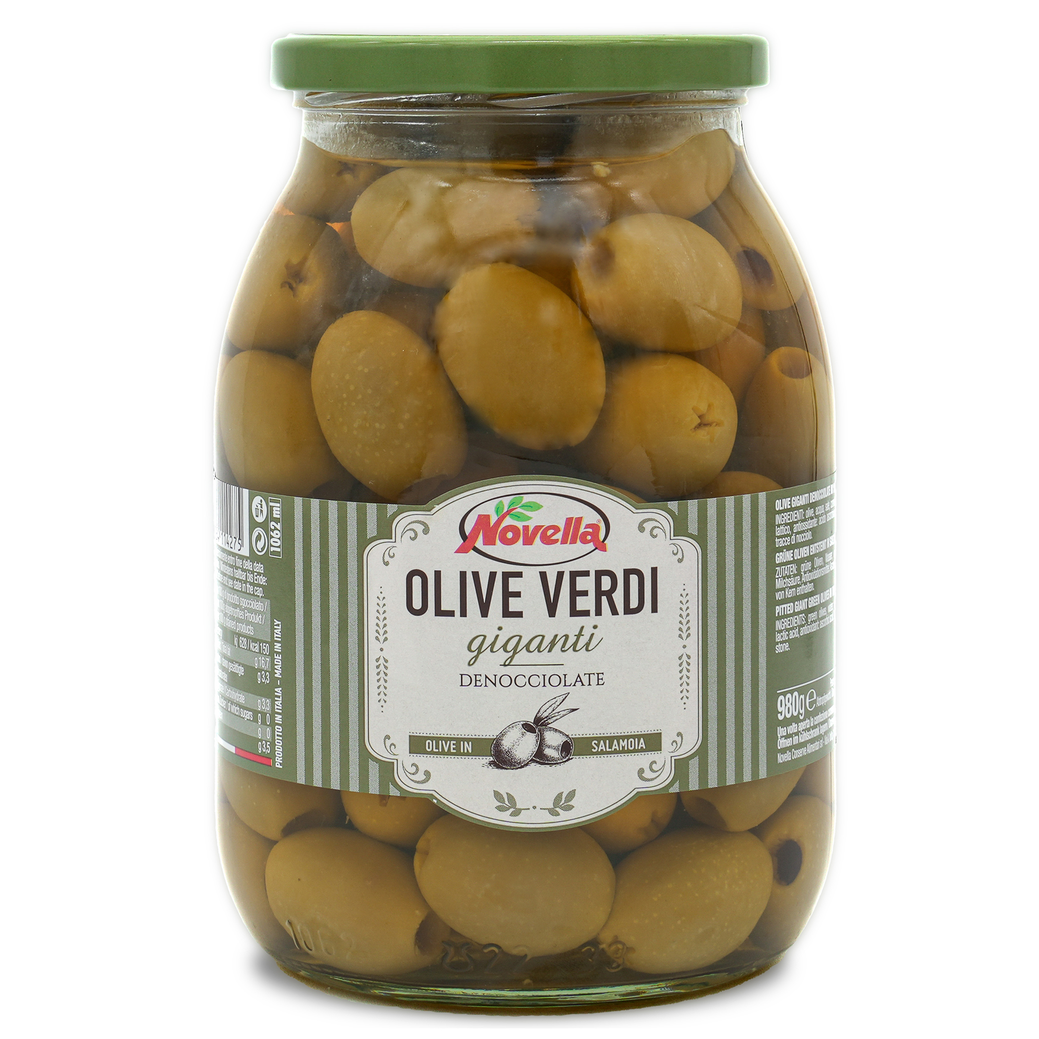 Grüne Oliven Gigant | Novella | ohne Stein | Olive Verdi giganti | 560g | aus Italien