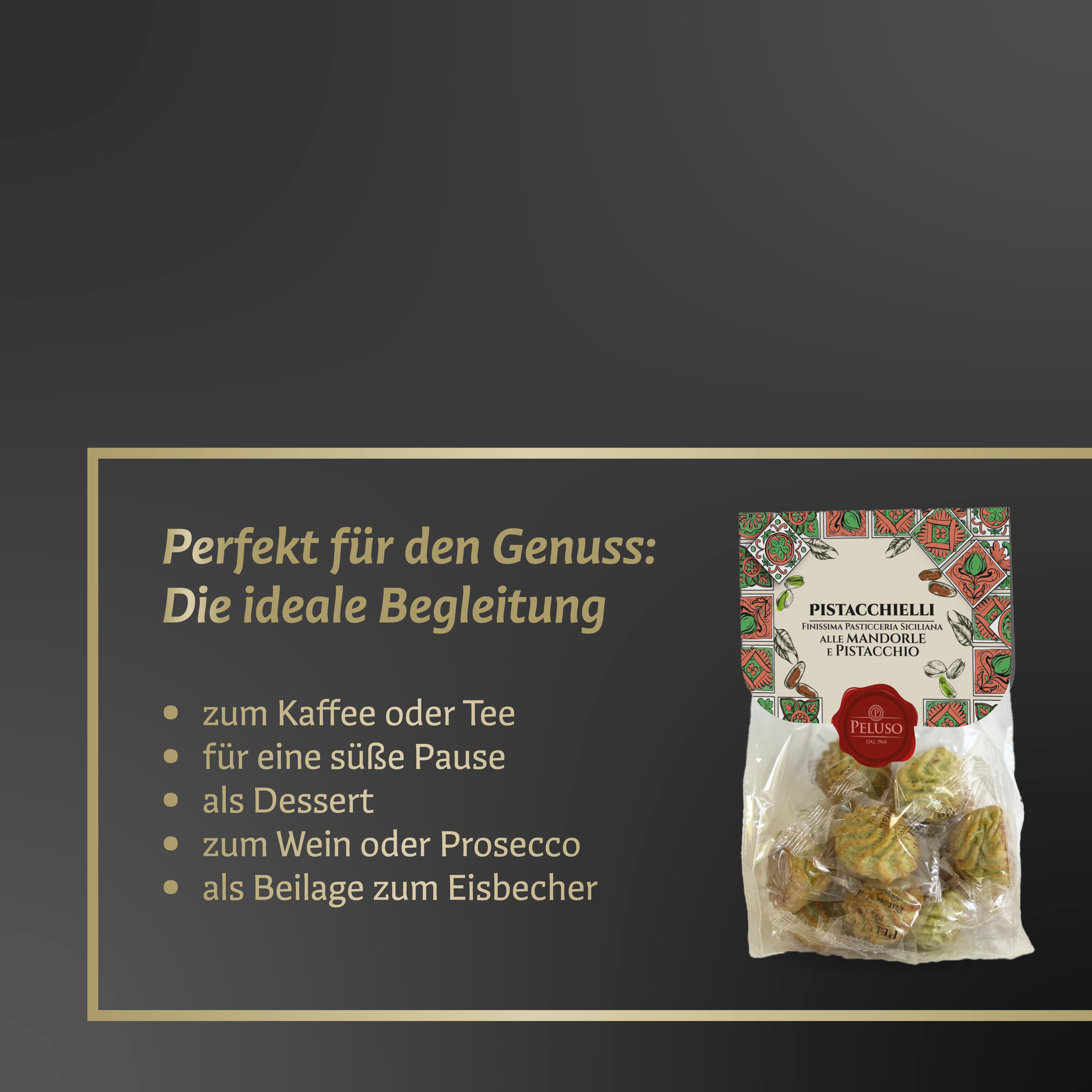 Pistacchielli | Peluso | 200g | Italienisches Gebäck | Mandelgebäck mit Pistazien