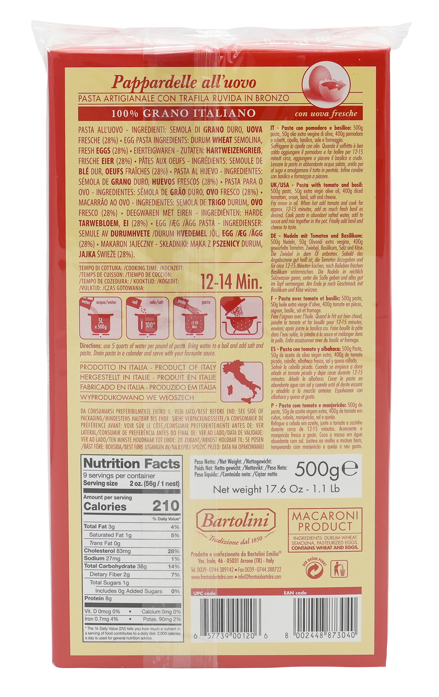 PAPPARDELLE ALL’UOVO | BARTOLINI | 500g | aus Italien | Premium Pasta PAPPARDELLE ALL’UOVO | BARTOLINI | 500g | aus Italien | Premium Pasta