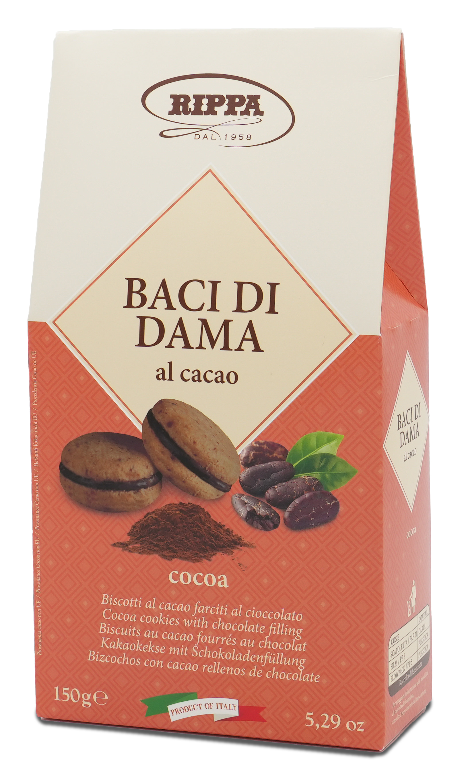 Baci di Dama al cacao | RIPPA | Aus Italien | 150g | Kakaokekse mit Schokoladenfüllung | Traditionelles italienisches Rezept Baci di Dama al cacao | RIPPA | Aus Italien | 150g | Kakaokekse mit Schokoladenfüllung | Traditionelles italienisches Rezept