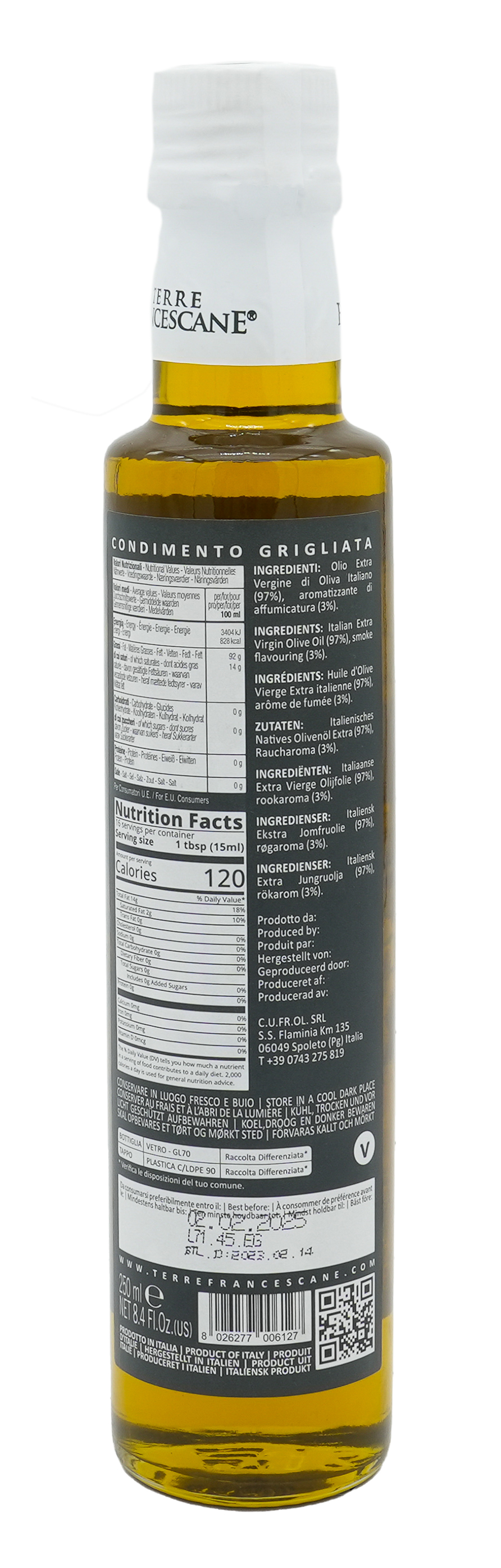 GRILL DRESSING MIT 100% ITALIENISCHEN OLIVENÖL | TERRE FRANCESCANE | CONDIMENTO GRIGLIATA | 250ml GRILL DRESSING MIT 100% ITALIENISCHEN OLIVENÖL | TERRE FRANCESCANE | CONDIMENTO GRIGLIATA | 250ml