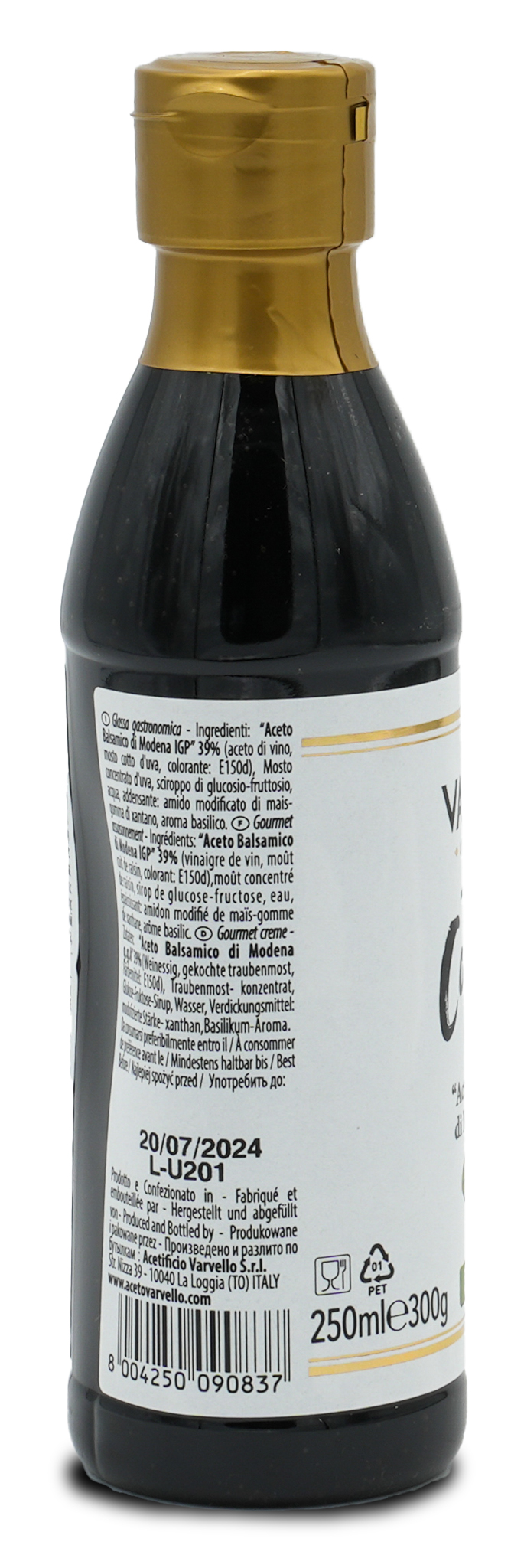 Balsamico Creme Basilikum | Varvello | 250 ml | Crema con Aceto Balsamico di Moderna IGP