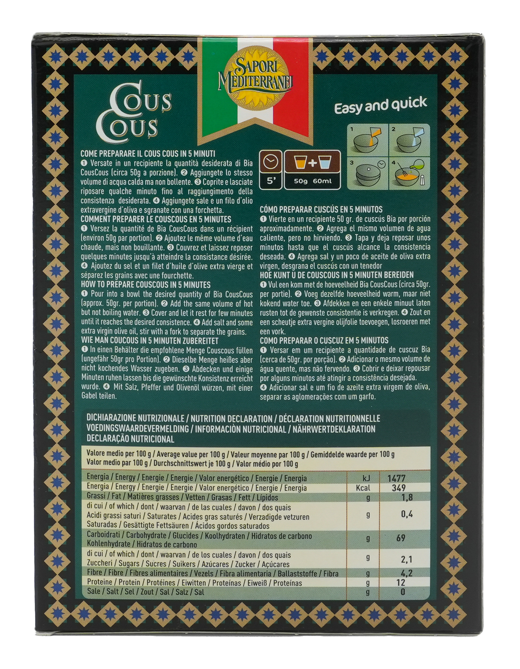 Couscous aus Hartweizengries | Grieß | SAPORI MEDITERRANEI | 500g | aus Italien | Saucen und Dressings Couscous aus Hartweizengries | Grieß | SAPORI MEDITERRANEI | 500g | aus Italien | Saucen und Dressings