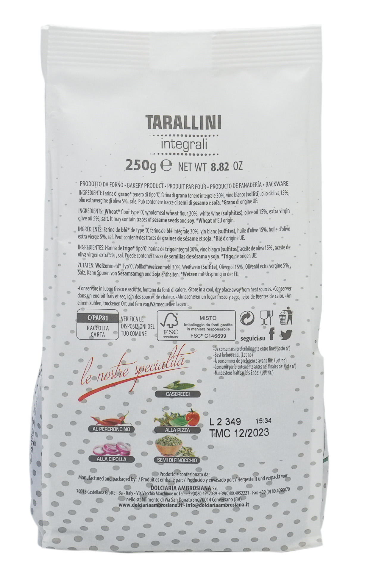 Taralli Integral | Vollkorn Taralli | TERRE DI PUGLIA | 250g| aus Italien | Vorspeisen Taralli Integral | Vollkorn Taralli | TERRE DI PUGLIA | 250g| aus Italien | Vorspeisen