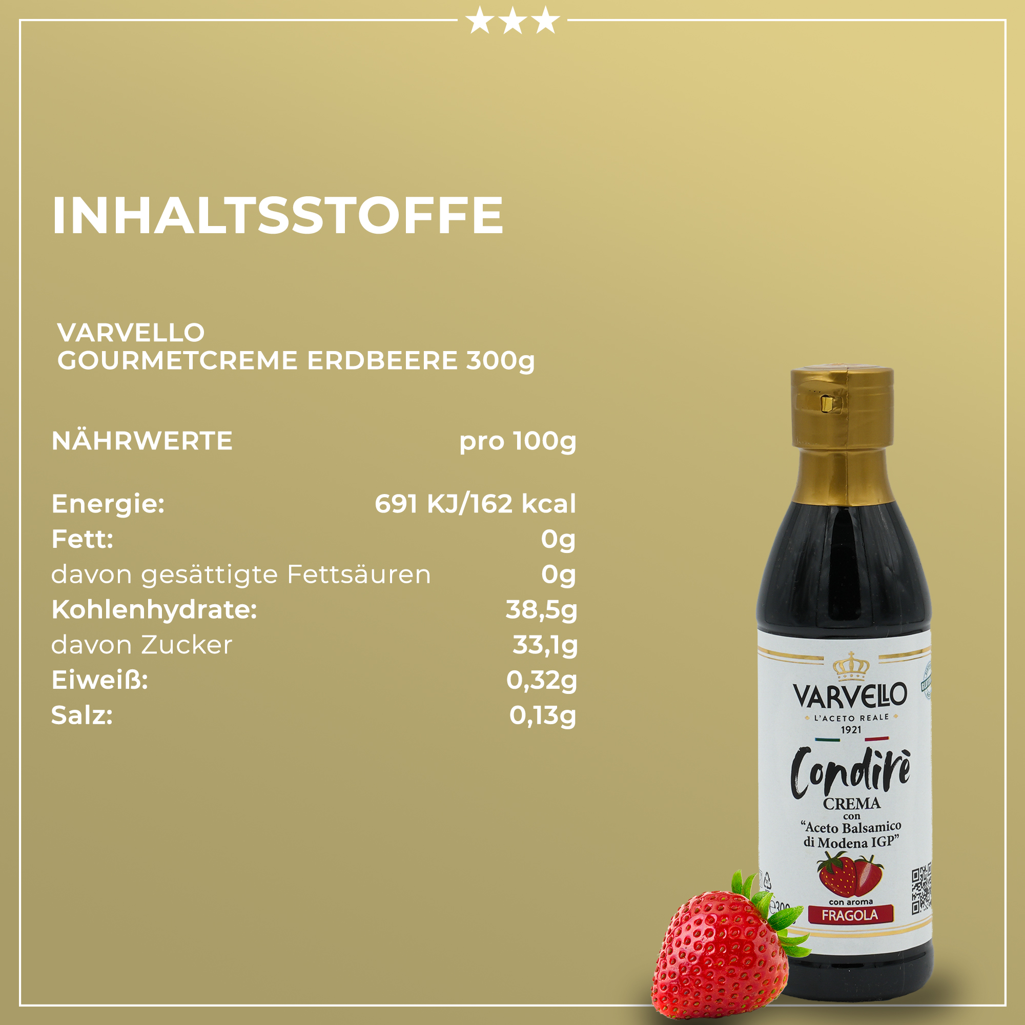 Balsamico Creme Erdbeere | Varvello| 250ml | Crema con Aceto Balsamico di Moderna IGP