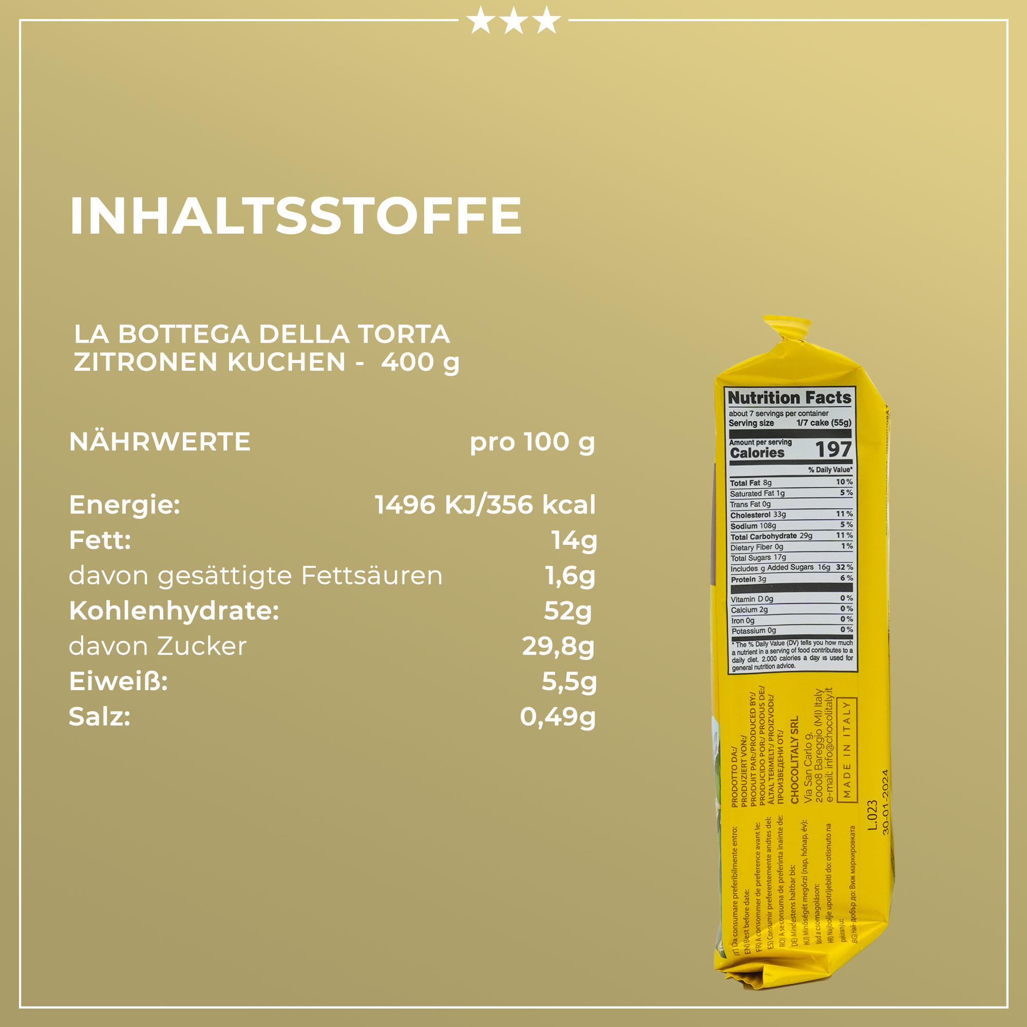 TORTA AL LIMONE | Zitronenkuchen | LA BOTTEGA DELLA TORTA | 400g | aus Italien | Kuchen TORTA AL LIMONE | Zitronenkuchen | LA BOTTEGA DELLA TORTA | 400g | aus Italien | Kuchen