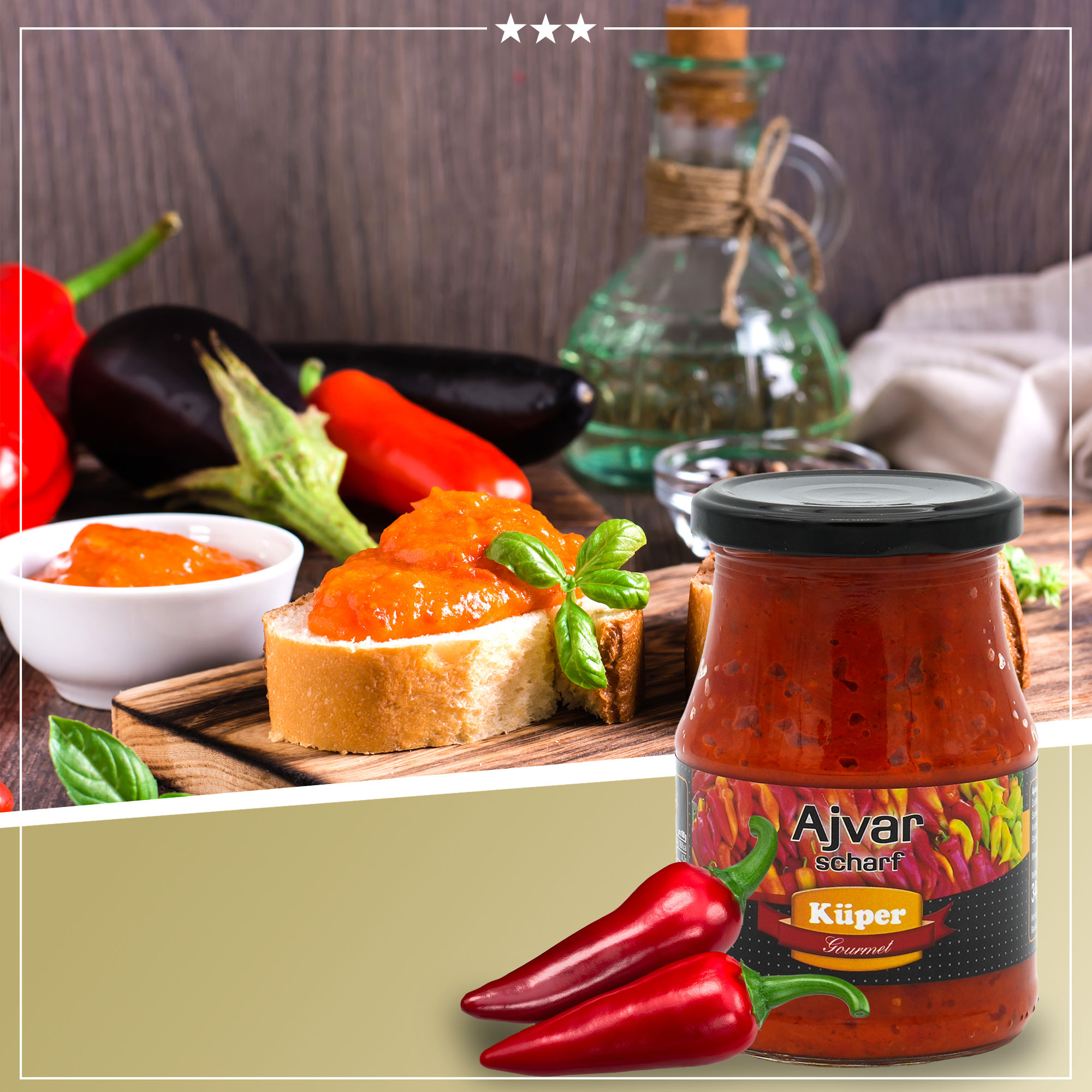 Küper Selection Ajvar | Paprikagemüse scharf | 340 g