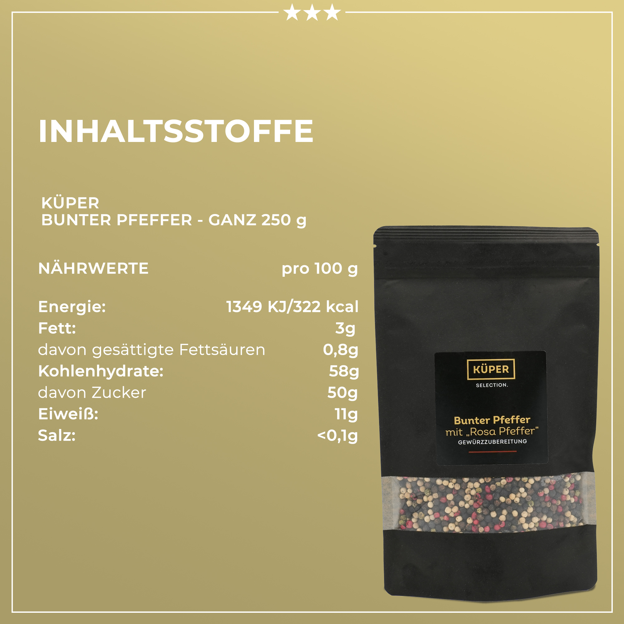 BUNTER PFEFFER | Pfeffer | KÜPER SELECTION | 250g | aus Deutschland | Gewürze BUNTER PFEFFER | Pfeffer | KÜPER SELECTION | 250g | aus Deutschland | Gewürze