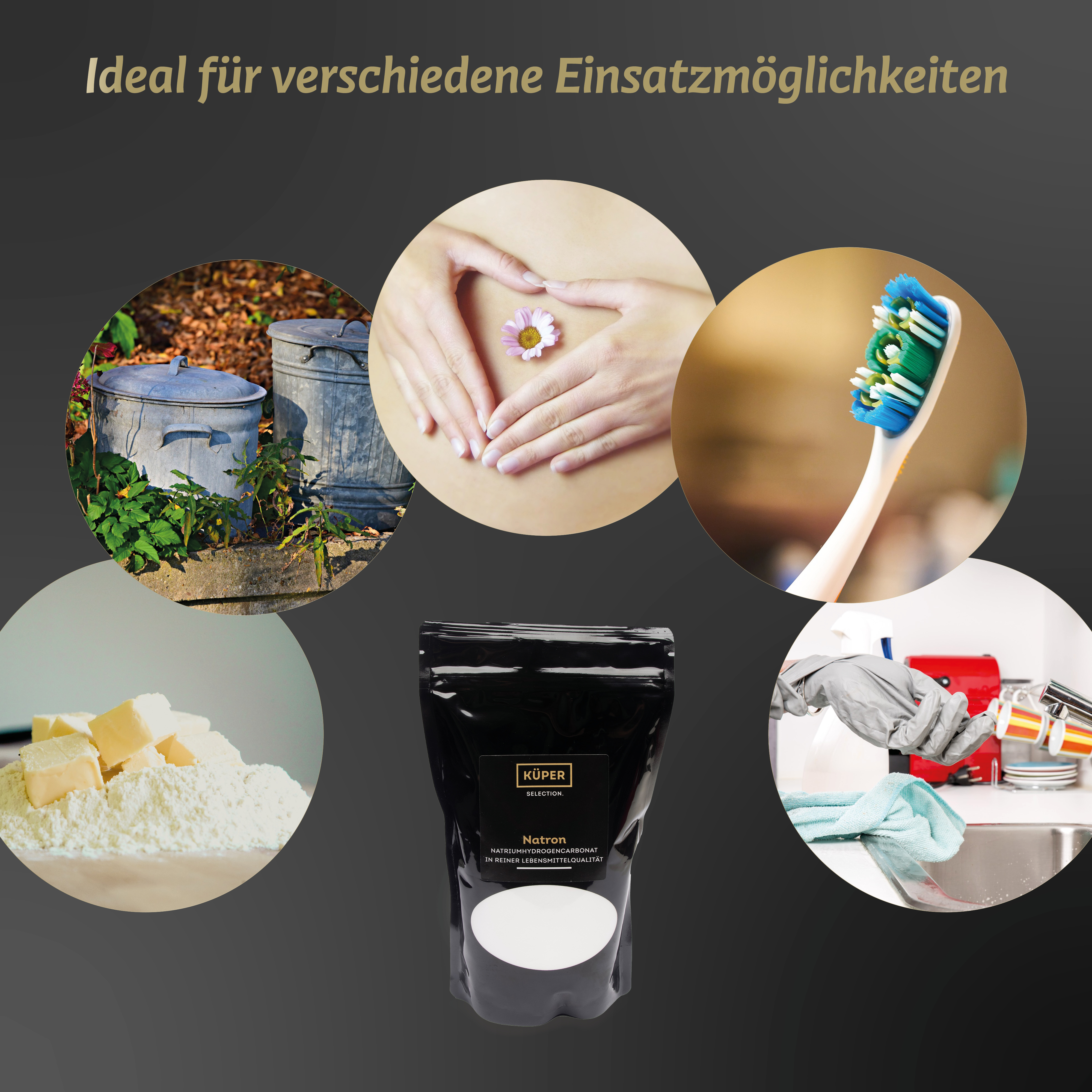 Küper Selection 1000g Natron – Baking Soda in hochreiner Lebensmittelqualität E500ii – Deutsche Herstellung und Abfüllung