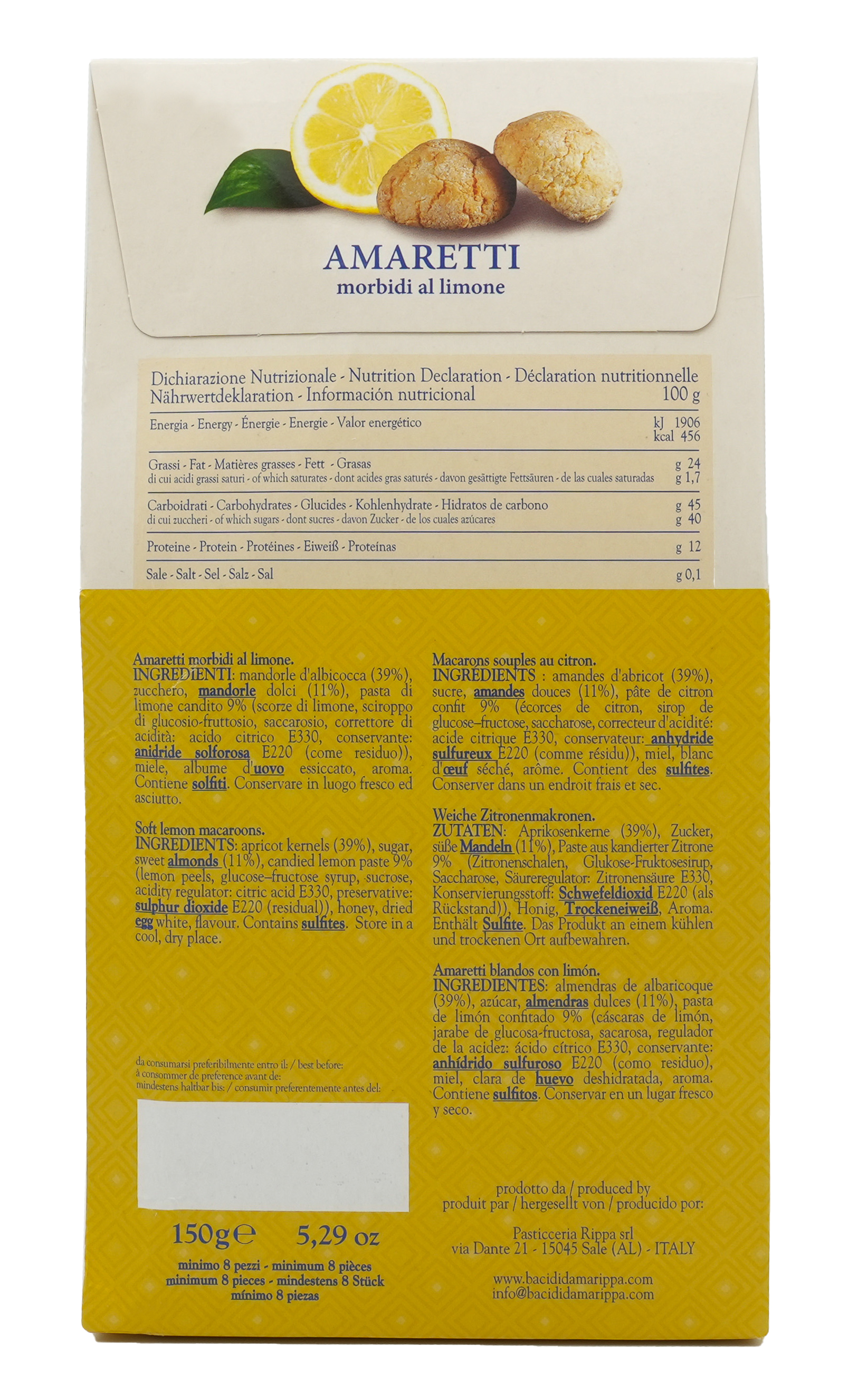 Amaretti Morbidi al limone| Rippa | Weiche Zitronenmakronen | 150g