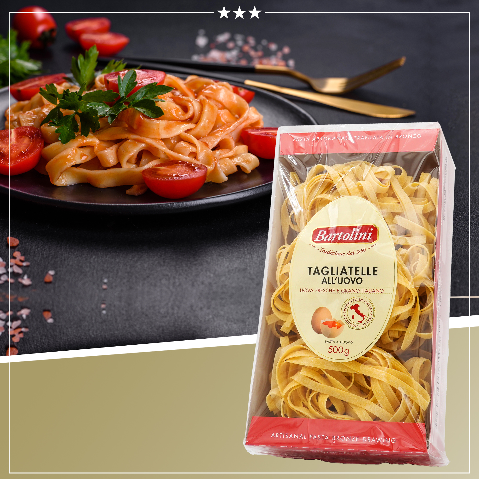 TAGLIATELLE ALL’UOVO | BARTOLINI | 500g | aus Italien | Premium Pasta TAGLIATELLE ALL’UOVO | BARTOLINI | 500g | aus Italien | Premium Pasta