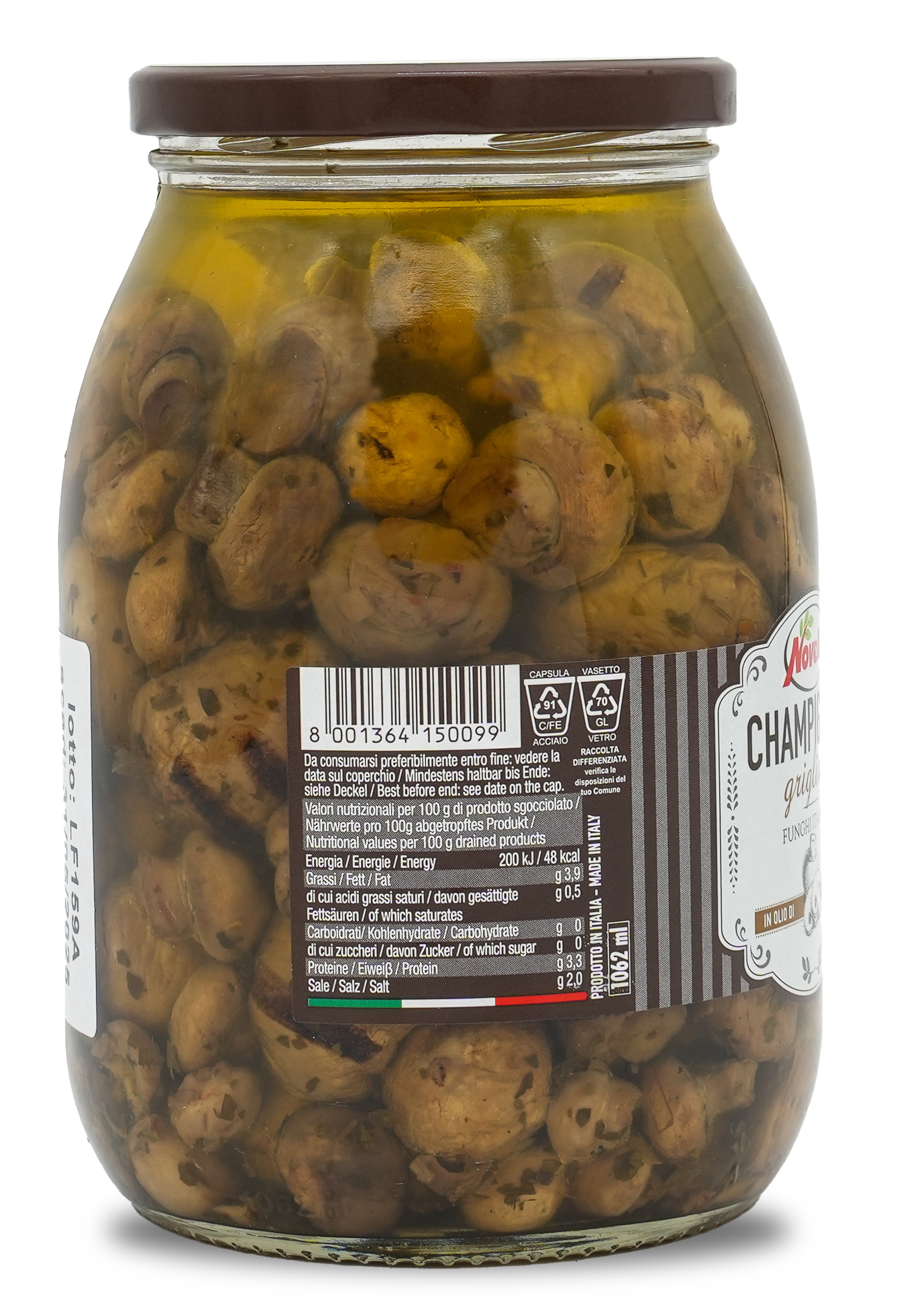 CHAMPIGNON GRIGLIATI | Gegrillte Champignons im Glas | NOVELLA | 620g | aus Italien | Vorspeisen CHAMPIGNON GRIGLIATI | Gegrillte Champignons im Glas | NOVELLA | 620g | aus Italien | Vorspeisen