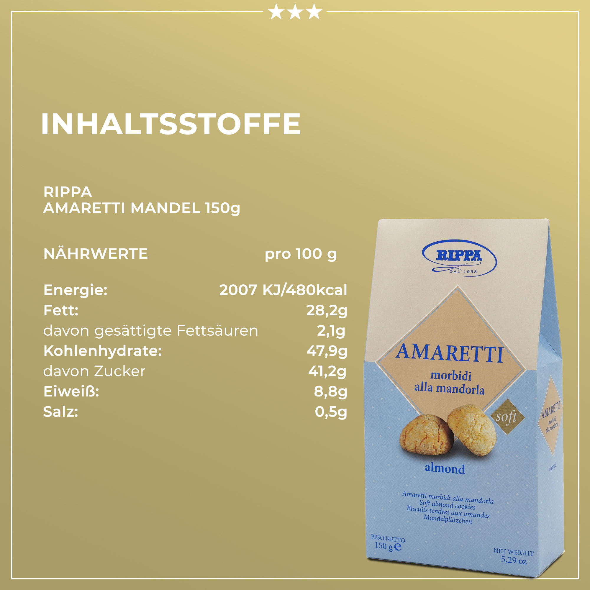 Amaretti Morbidi alla mandorla | Rippa | Weiche Mandelplätzchen | 150g Amaretti Morbidi alla mandorla | Rippa | Weiche Mandelplätzchen | 150g