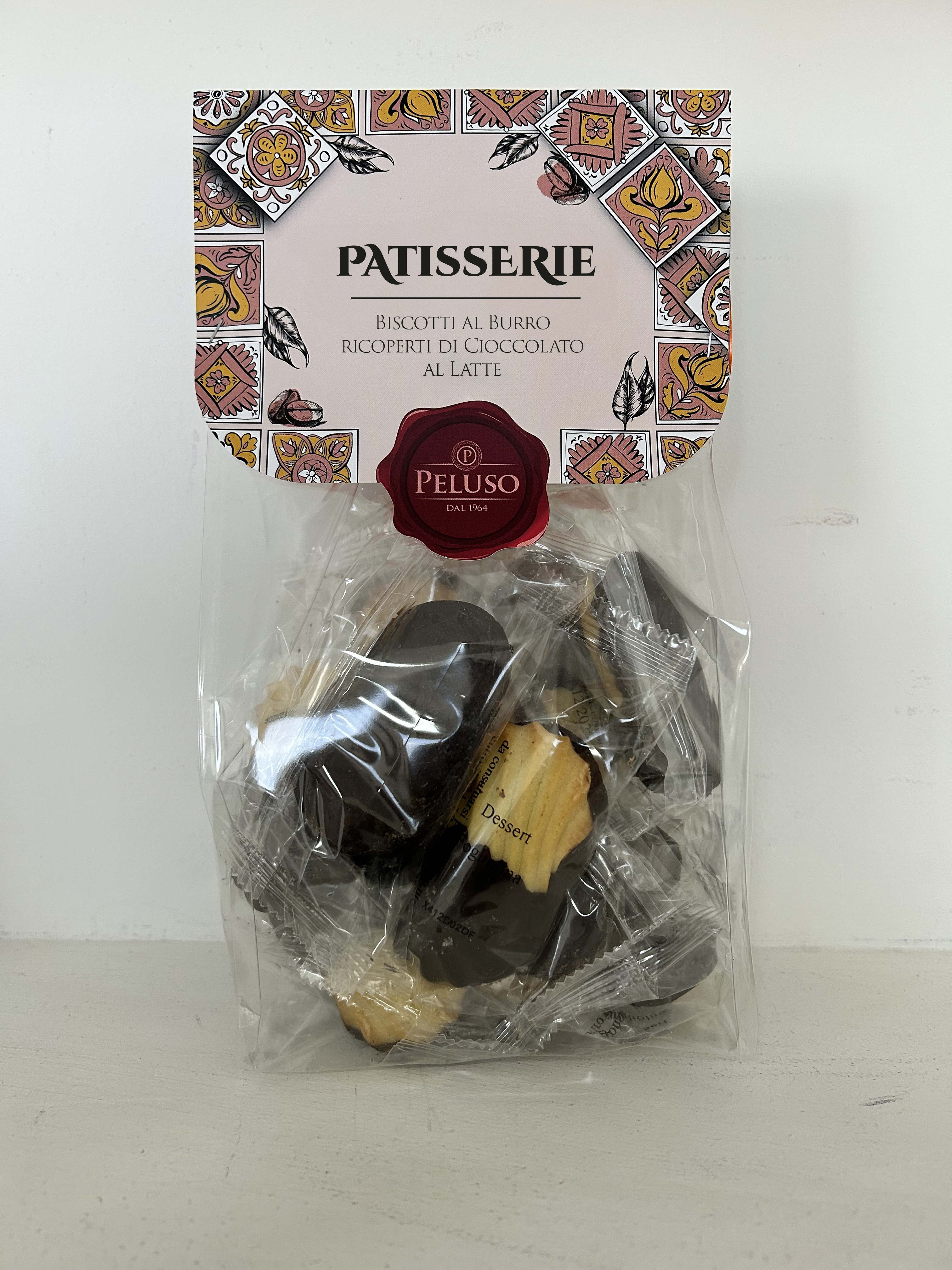 Biscotti al Burro Ricoperti di Cioccolato | Peluso | 200g | Italienisches Gebäck | Buttergebäck mit Schokoladenüberzug
