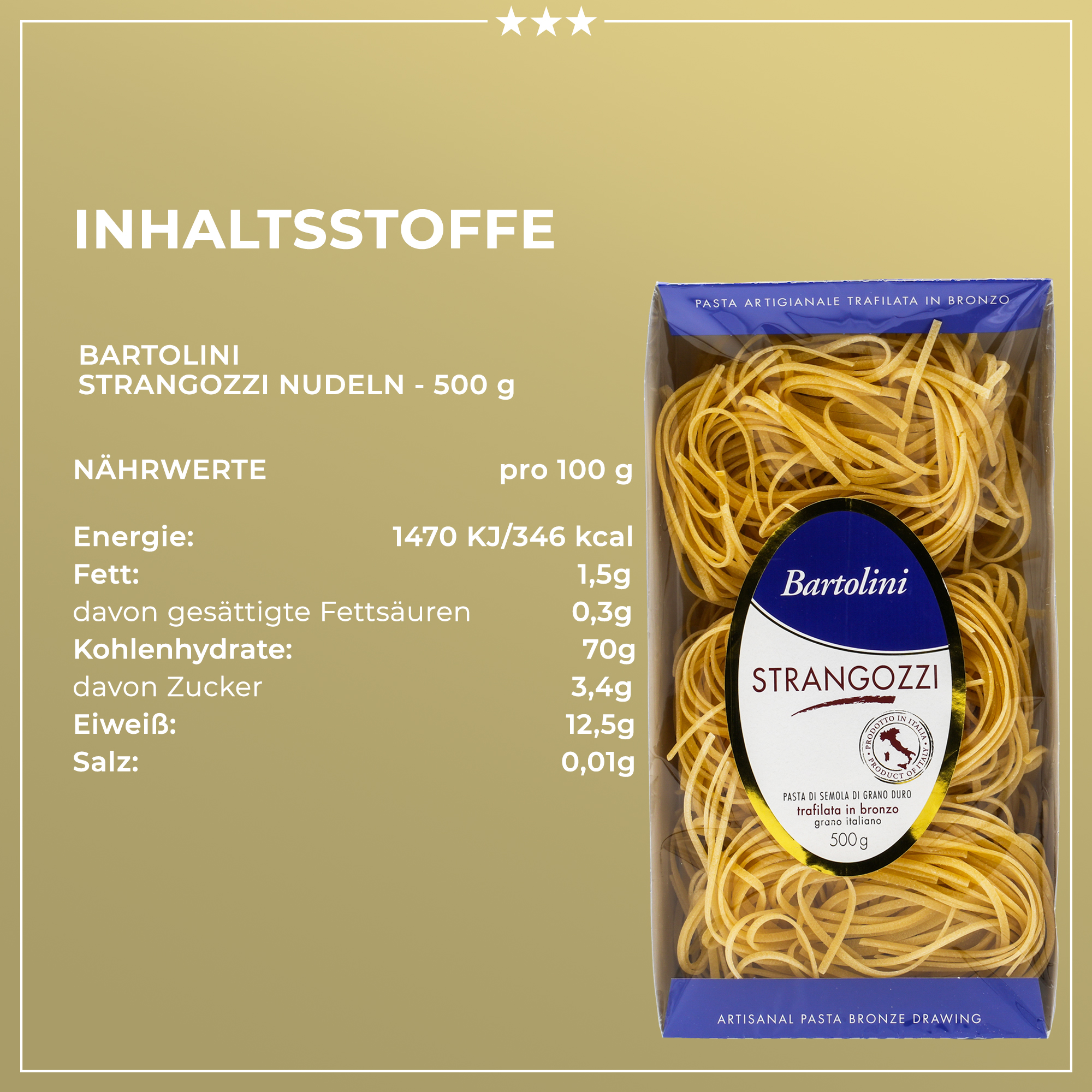 Perfekte Kochbox - Pasta Strangozzi + Weißweinessig Estragon + Crema di Balsamico Trüffel + Pommery Senf + Feines Meersalz