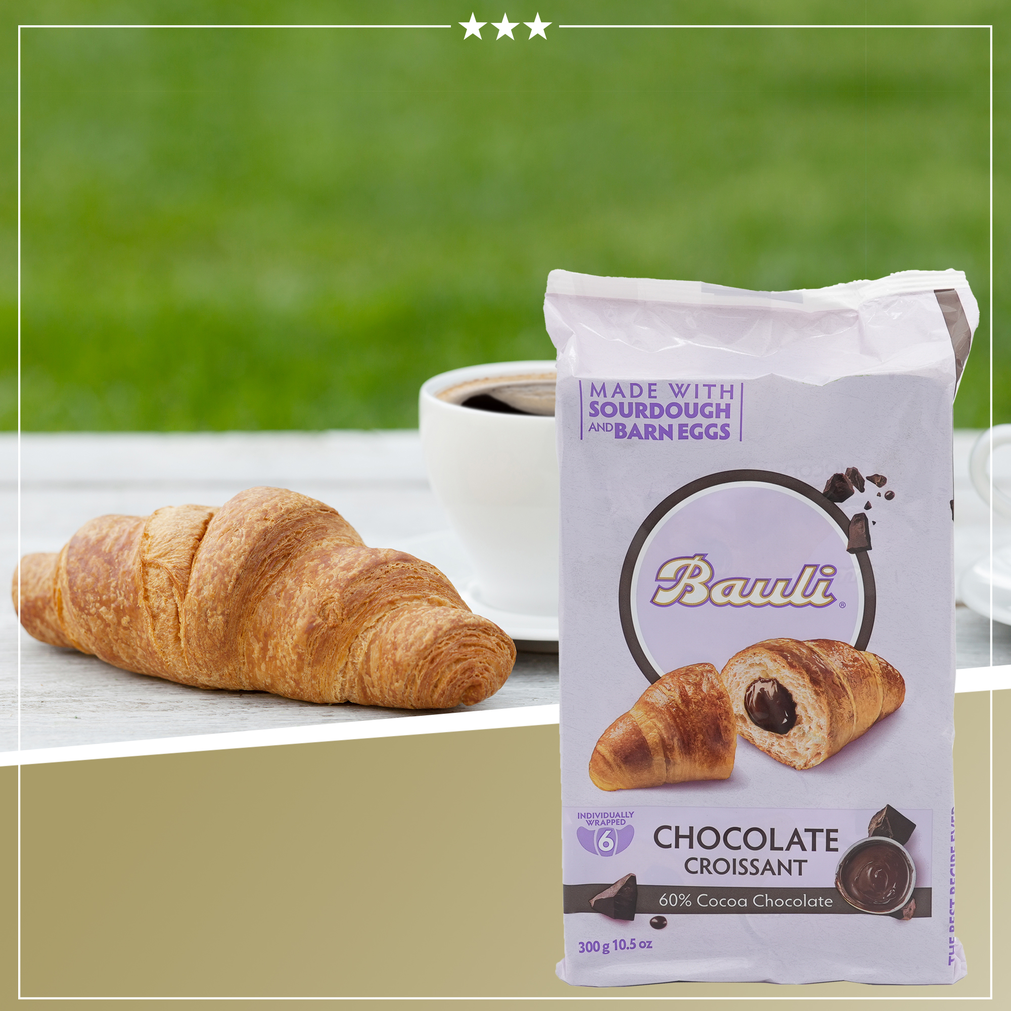 Chocolate Croissant | Croissant mit Schokoladenfüllung | BAULI | 300g | aus Italien | Gebäck