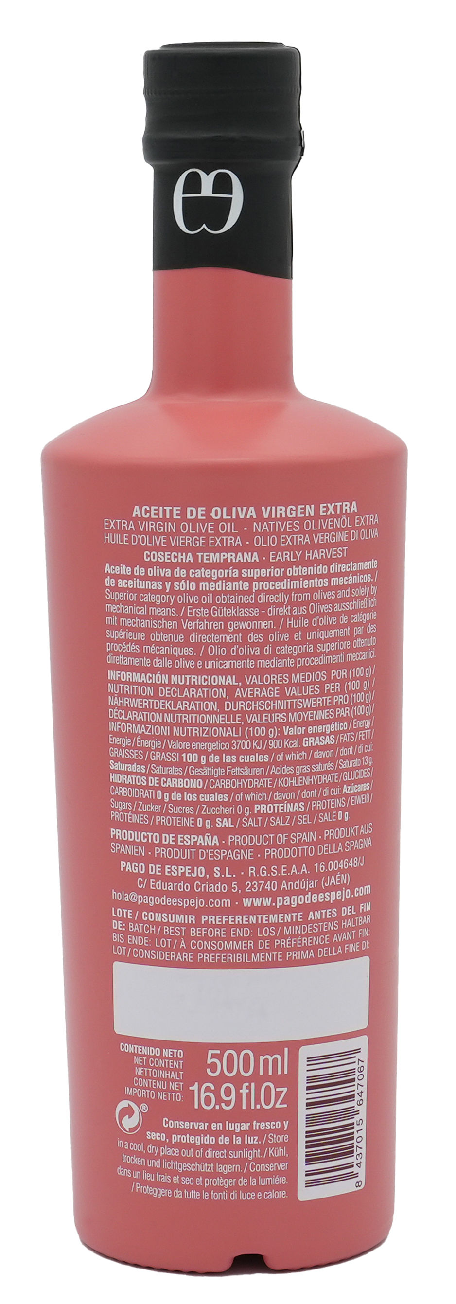 ACEITE DE OLIVIA VIRGEN EXTRA VARIEDAD ARBEQUINA | Olivenöl extra nativ aus Arbequina-Olive | PAGO DE ESPEJO | 500ml | aus Spanien | Öle ACEITE DE OLIVIA VIRGEN EXTRA VARIEDAD ARBEQUINA | Olivenöl extra nativ aus Arbequina-Olive | PAGO DE ESPEJO | 500ml | aus Spanien | Öle