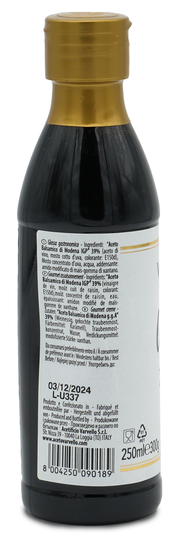 Balsamico Creme | Varvello | 250ml | Crema con Aceto Balsamico di Moderna IGP